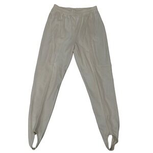PETITE SOPHISTICATE Stirrup Pants Cream Elastic Waist Casual Small